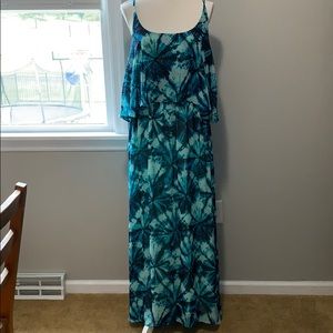 Turquoise tie dyed maxi dress XL 16-18